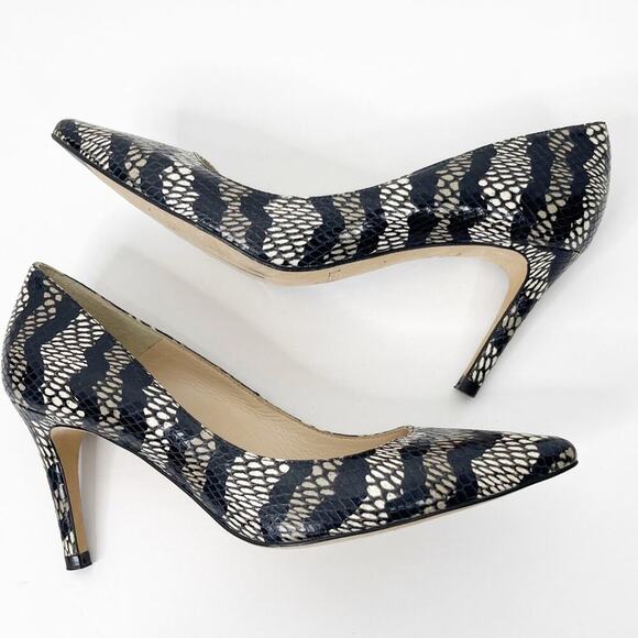 LK BENNETT Floret Snake Print Embossed Leather Pumps Heels Sz. 38 or a 7.5 - Picture 4 of 8